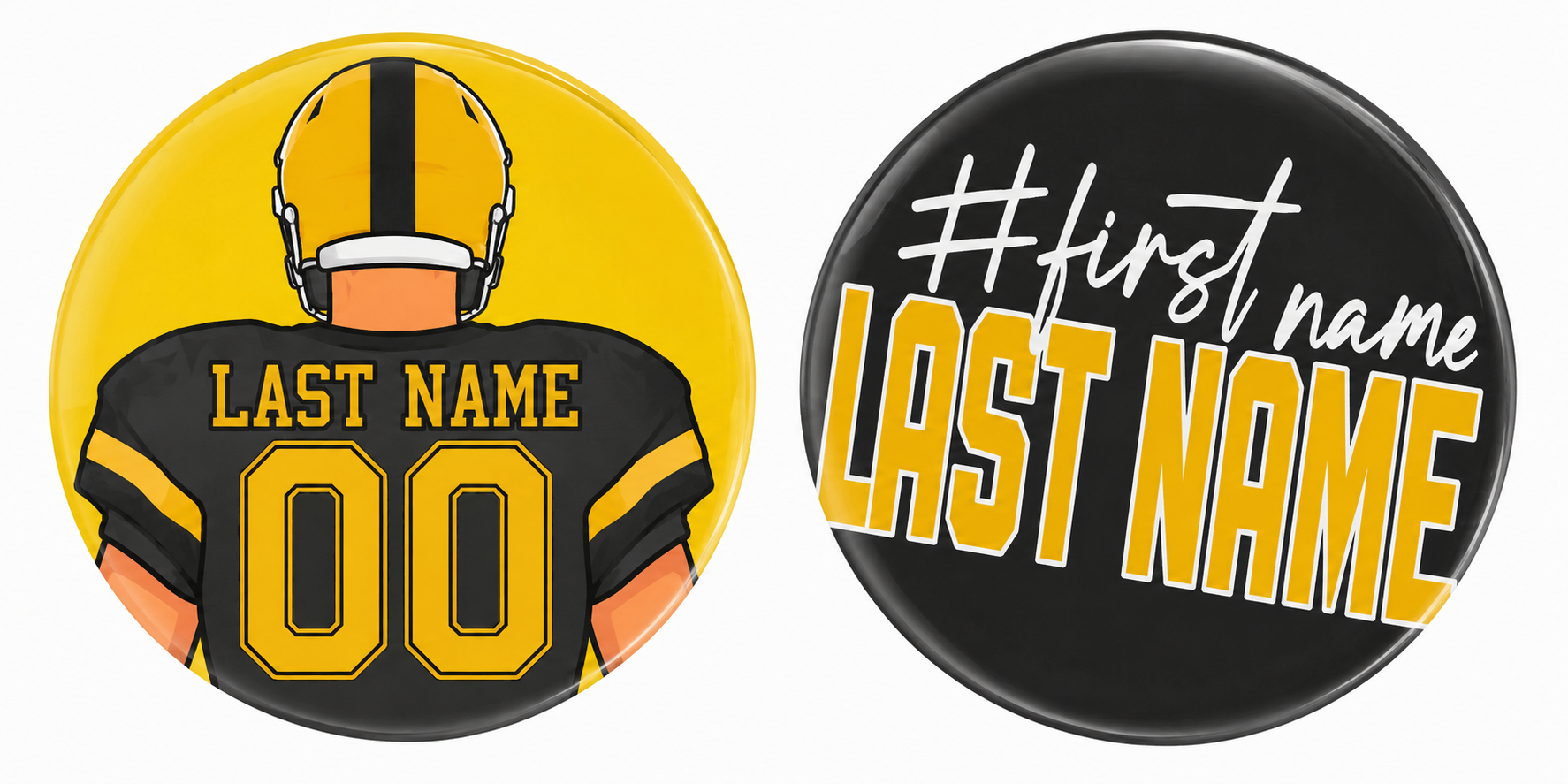 Custom Yellow & Black Button - High School Football - 3 inch