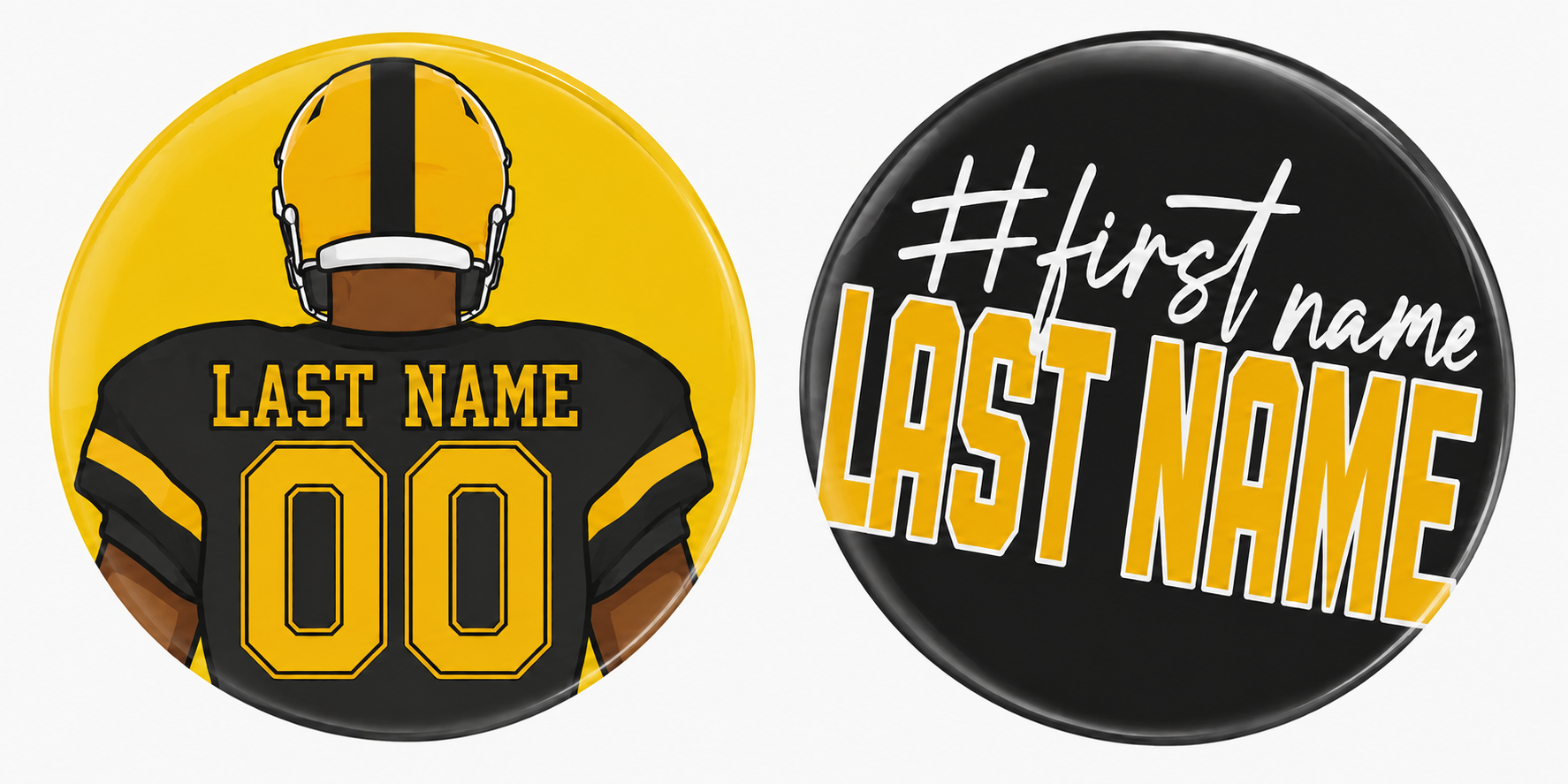 Custom Yellow & Black Button - High School Football - 3 inch