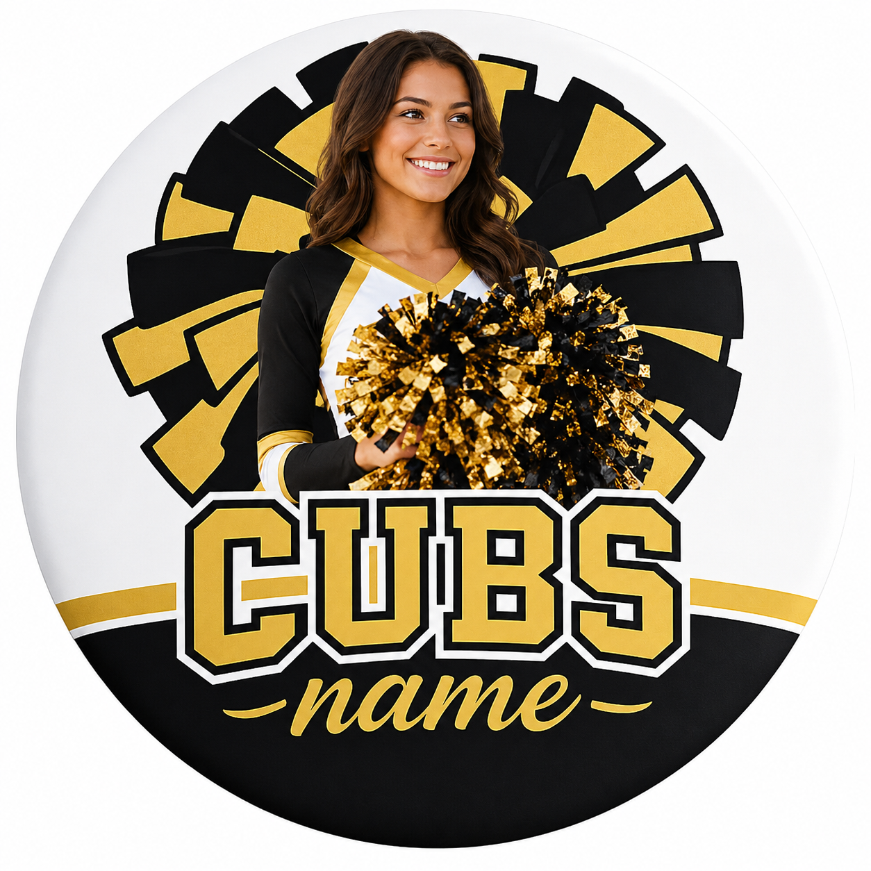 Custom Cheer Button - With Photo - 3 inch Button